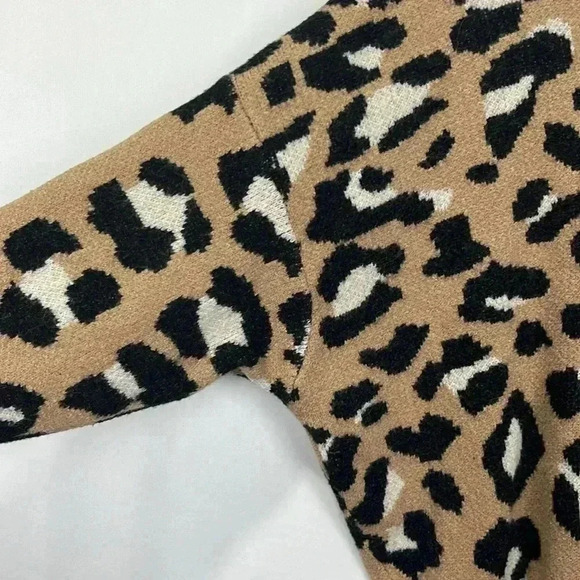 Entro Womens Sweater S Brown Black White Animal Print Pullover Open Back w/Tie - Picture 4 of 14